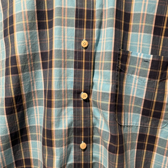 John Bartlett Consensus Button Up Shirt Medium Teal and White Plaid Long Sleeve - Picture 4 of 10